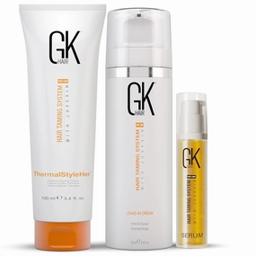Global Keratin GKhair ThermalStyleHer - 100ml/3.4oz - Leave in Conditioner Cream 130ml -Serum 10ml