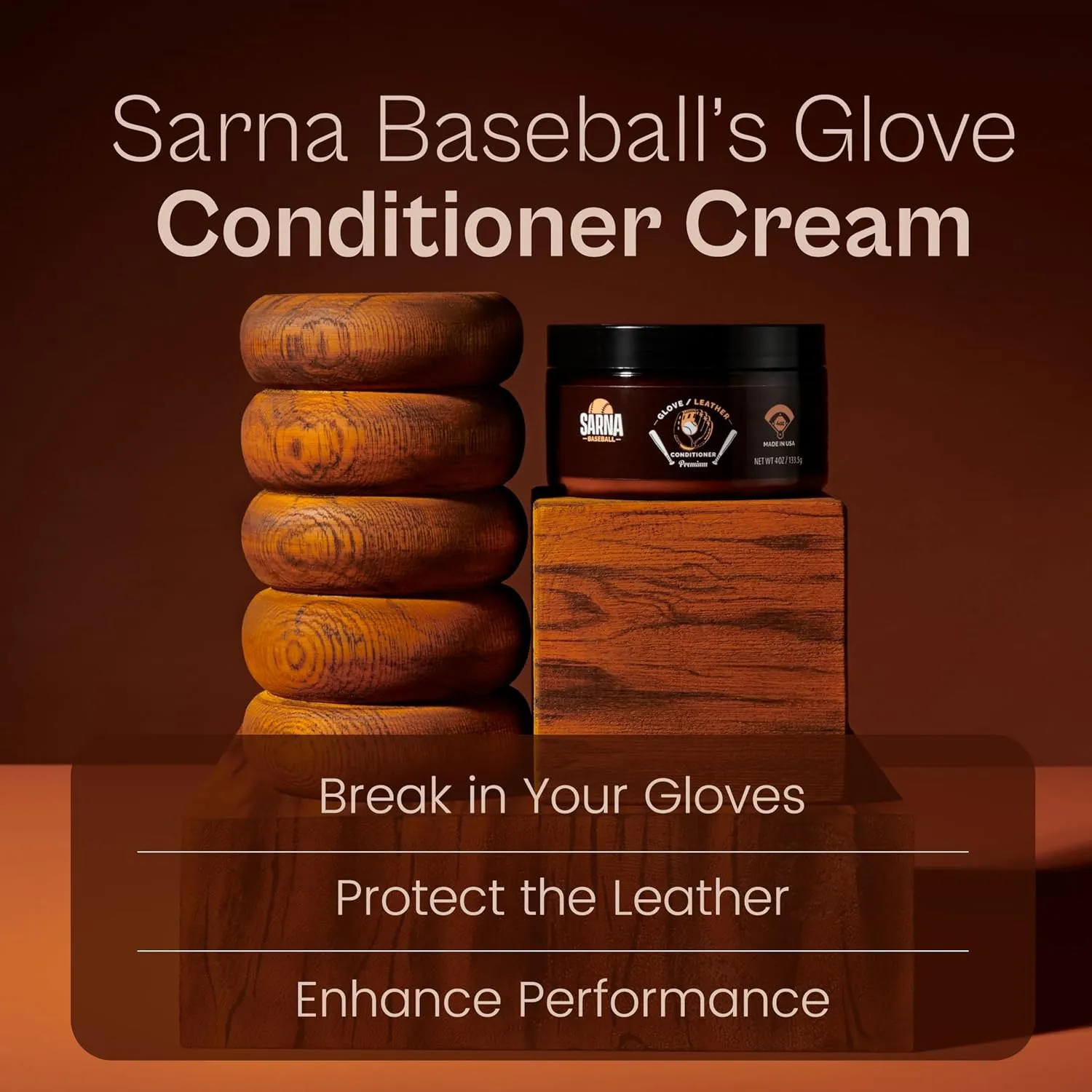 Glove Leather Conditioner - Use on Baseball Gloves, Softball Gloves, and Other Leather Sports Equipment - Made in USA