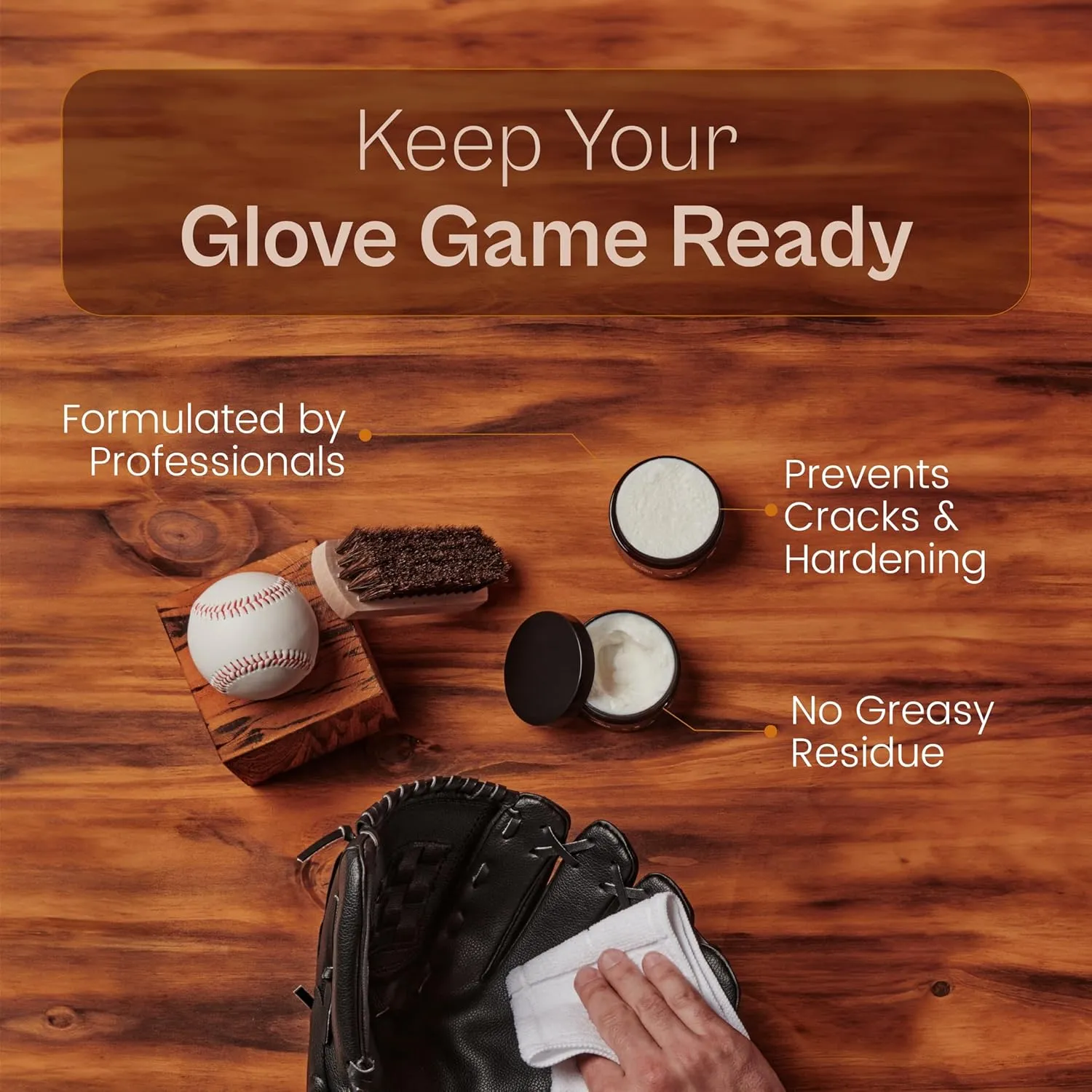 Glove Leather Conditioner - Use on Baseball Gloves, Softball Gloves, and Other Leather Sports Equipment - Made in USA