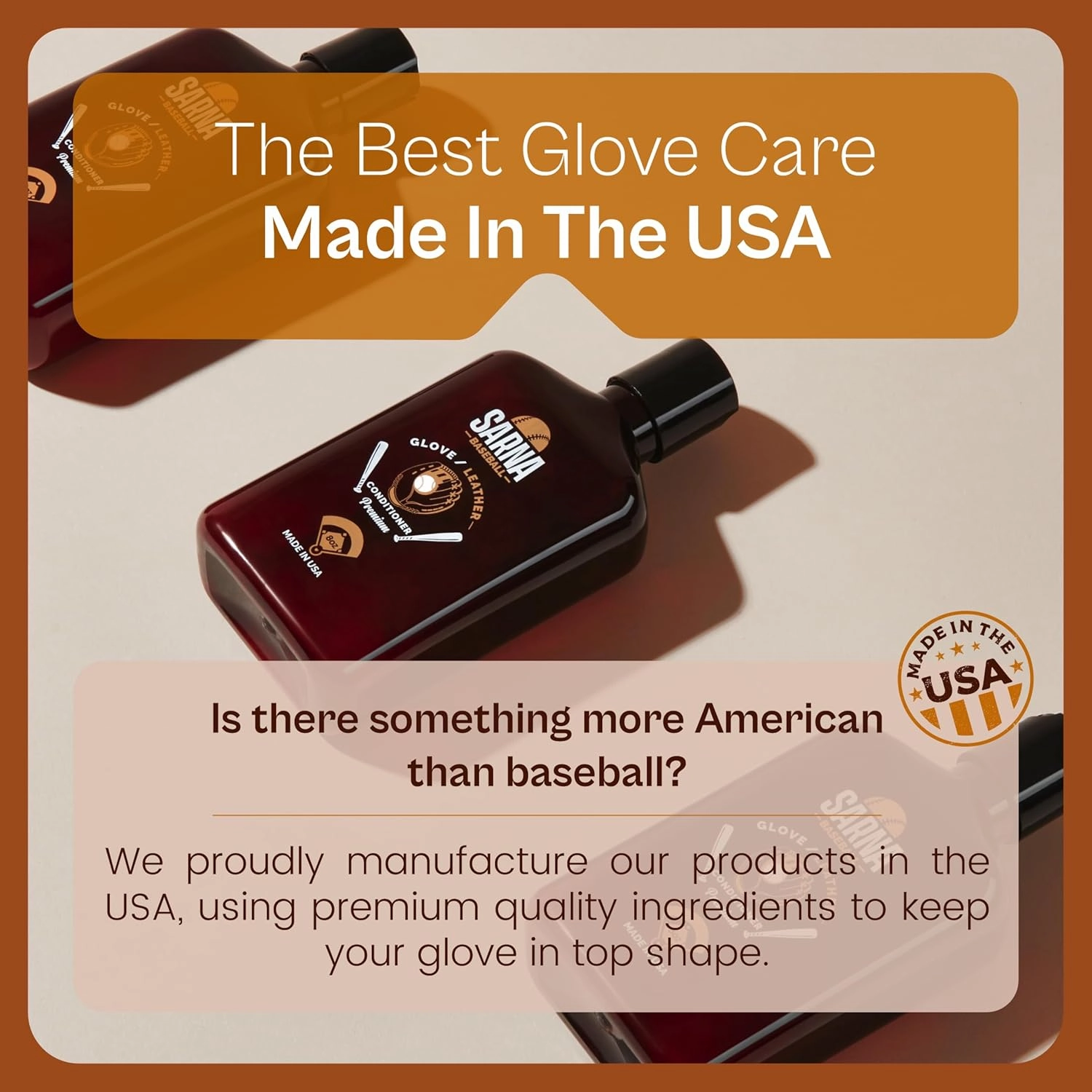 Glove Leather Conditioner - Use on Baseball Gloves, Softball Gloves, and Other Leather Sports Equipment - Made in USA