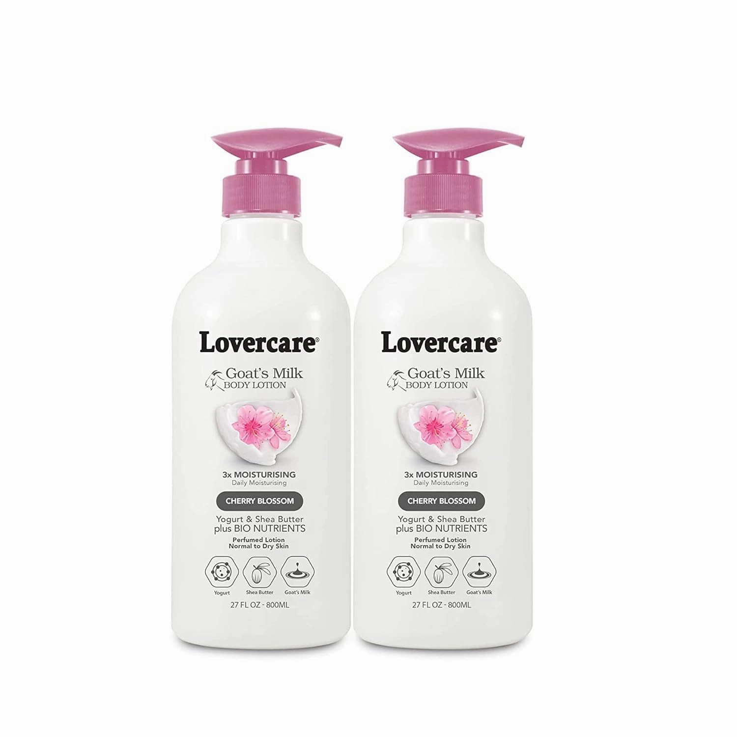 Goat Milk Body Lotion for Dry Skin Cherry Blossom 27.05oz (800ml) - 2-PACK