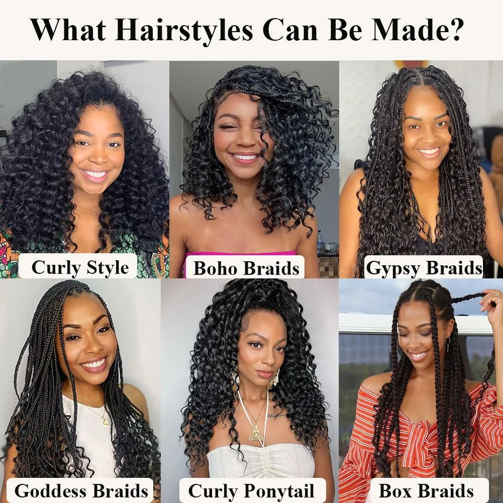 GoGo Curl Crochet Hair 7 Packs Water Wave Crochet Hair for Women 8 Inch Short Curly Crochet Braids Hair Ombre Dark Brown Deep Wave Braiding Hair for Boho Braids (8 Inch, 1B/30)