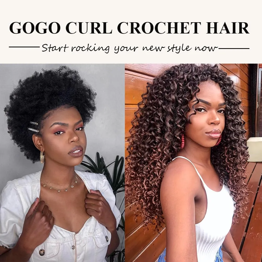 GoGo Curl Crochet Hair 7 Packs Water Wave Crochet Hair for Women 8 Inch Short Curly Crochet Braids Hair Ombre Dark Brown Deep Wave Braiding Hair for Boho Braids (8 Inch, 1B/30)