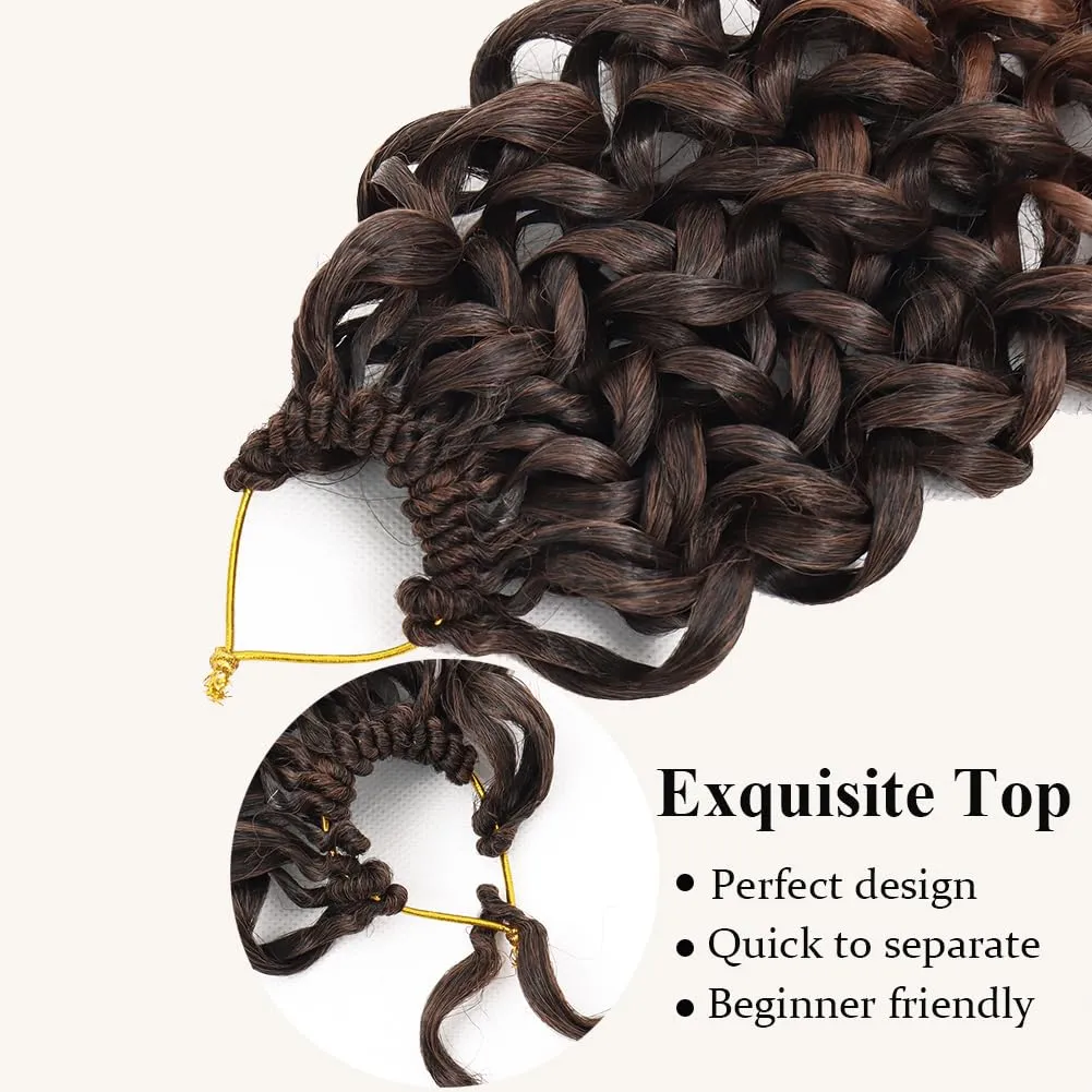 GoGo Curl Crochet Hair 7 Packs Water Wave Crochet Hair for Women 8 Inch Short Curly Crochet Braids Hair Ombre Dark Brown Deep Wave Braiding Hair for Boho Braids (8 Inch, 1B/30)