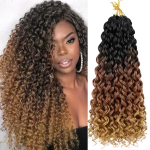 GoGo Curl Crochet Hair for Women 18 Inch Curly Crochet Hair Ombre Brown Curly Crochet Braids for Women 7 Packs Deep Wave Braiding Hair Extensions 1B3027
