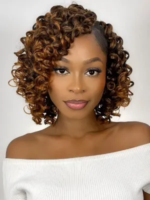 GoGo Curl Crochet Hair Ombre Brown Curly Braids for Women 8 Inch 7 Packs Short Beach Ocean Deep Twist Synthetic Extensions T30#