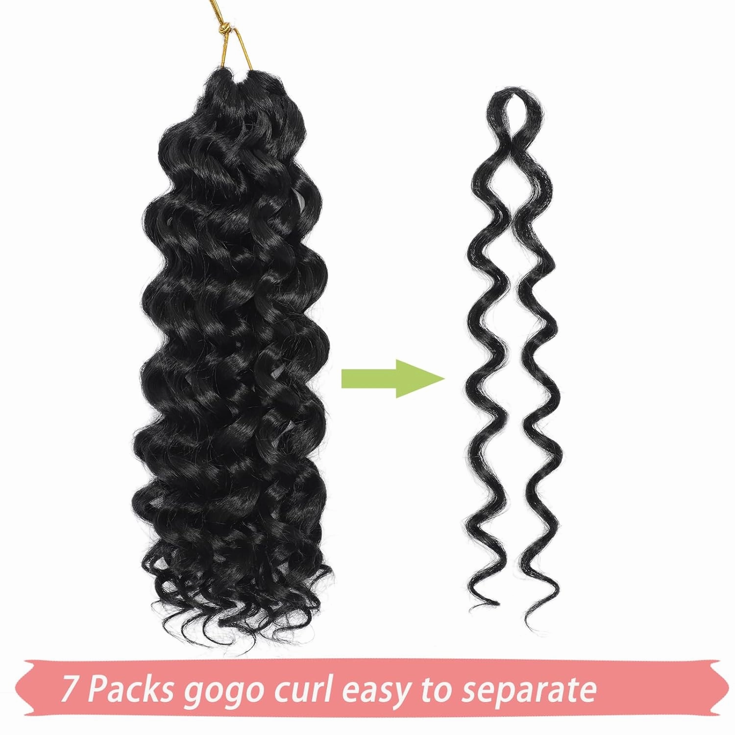 Gogo Curl Crochet Hair 12 Inch Curly Crochet Hair for Women 7 Packs Natural Black Deep Wave Braiding Hair, Synthetic Crochet Braid Water Wave Crochet hair Extensions (12 Inch, 1B)