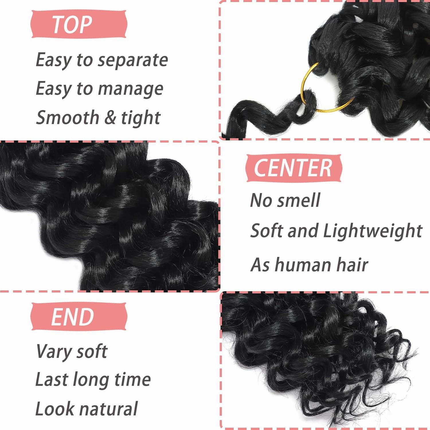 Gogo Curl Crochet Hair 12 Inch Curly Crochet Hair for Women 7 Packs Natural Black Deep Wave Braiding Hair, Synthetic Crochet Braid Water Wave Crochet hair Extensions (12 Inch, 1B)