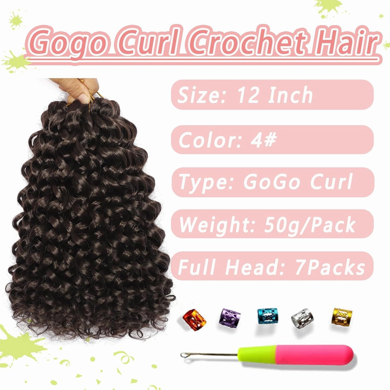 GoGo Curl Crochet Hair 7 Packs Short Curly Crochet Hair for Women Natural Black Ocean Wave Water Wave Curl Deep Twist Hair for Everyday Wear or Special Occasions(4#, 12 Inch (Pack of 7))
