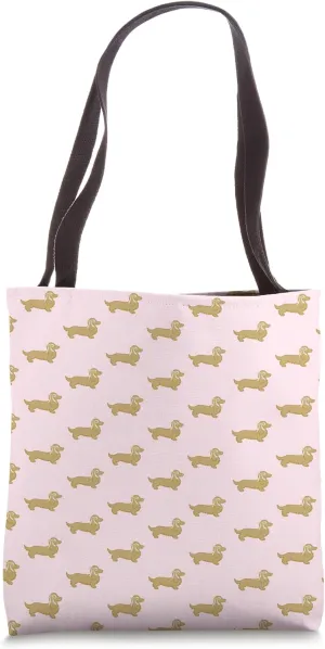 Gold Long Haired Dachshund Coquette Pink Bow Wiener Dog Tote Bag