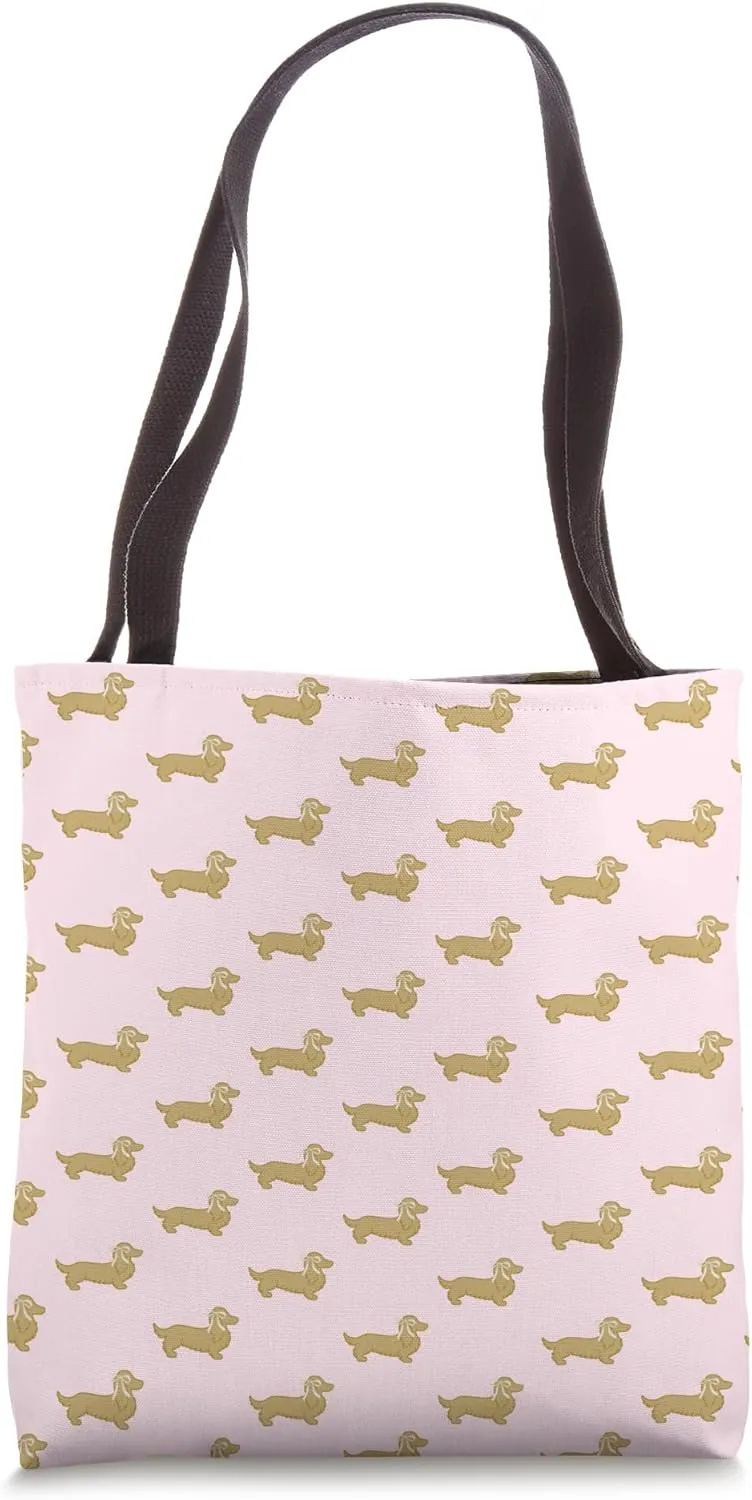 Gold Long Haired Dachshund Coquette Pink Bow Wiener Dog Tote Bag