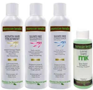 Gold Series Brazilian Keratin Hair Treatment Blowout Smoothing Straightening Hair Professional Salon Grade Long Lasting Natural Organic Results (Large 4 pc set)