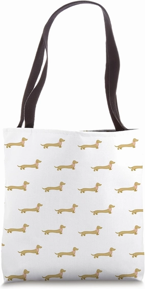 Gold Dachshund Coquette Pink Bow Wiener Dog Doxie Sausage Tote Bag