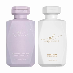 Goldie Locks Purple Shampoo & Conditioner Bundle – Hydrating Hair Care for Brightening, Brass Control, Frizz Control & Shine – For Blonde, Grey & Colored Hair– Sulfate-Free – Protein-Free 8.45 Oz Each