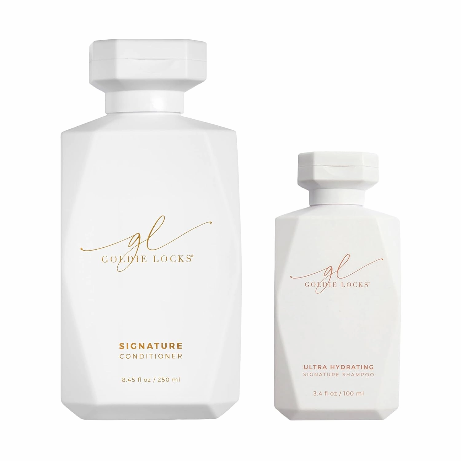 Goldie Locks Shampoo & Conditioner Bundle – Ultra Hydrating Hair Care for Moisture and Frizz Control – Safe for Extensions and Color-Treated Hair – Sulfate-Free – Protein-Free 3.4 Oz and 8.45 Oz