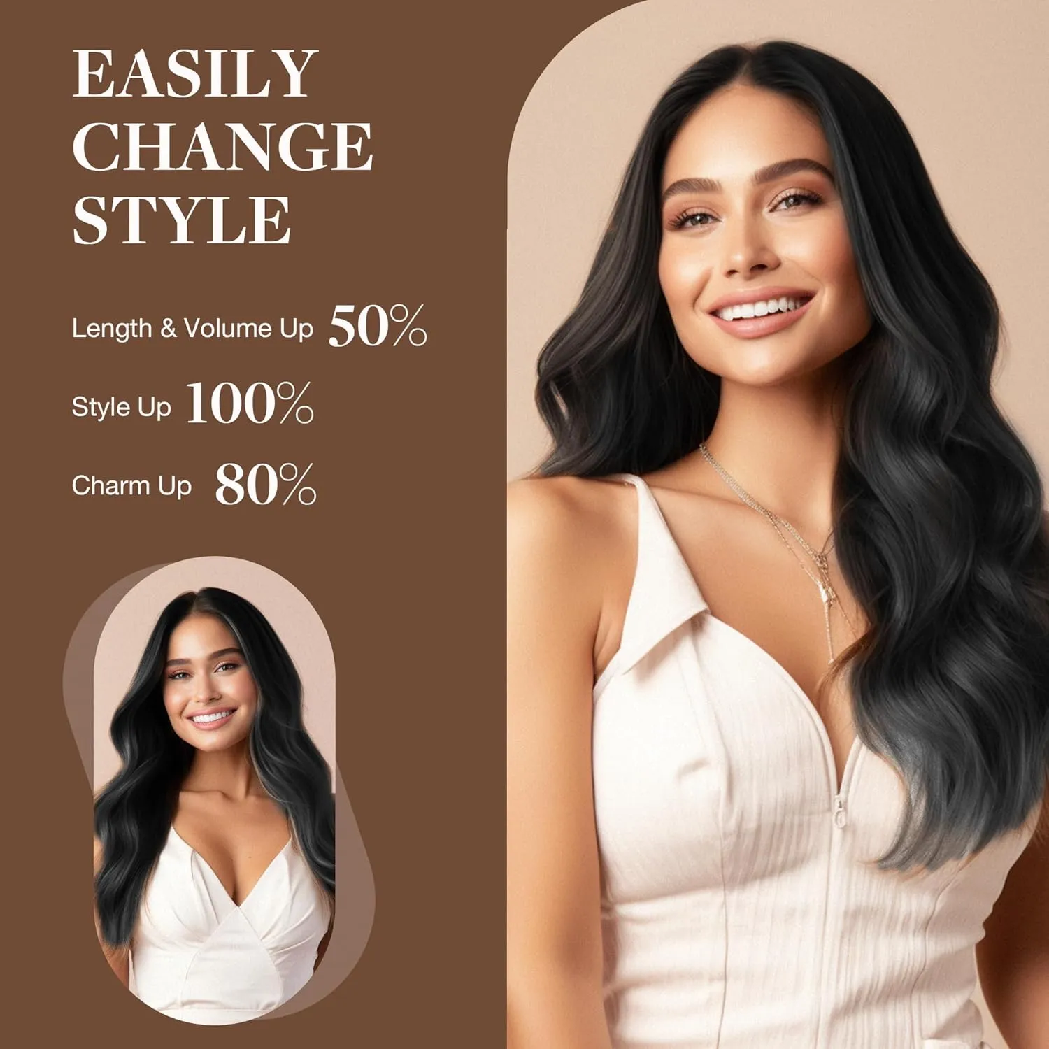 GOO GOO Wire Hair Extensions Human Hair, 1 Jet black Natural 16inch 95g, Invisible Wire Hair Extensions with Transparent, Seamless Fish Line Hairpiece