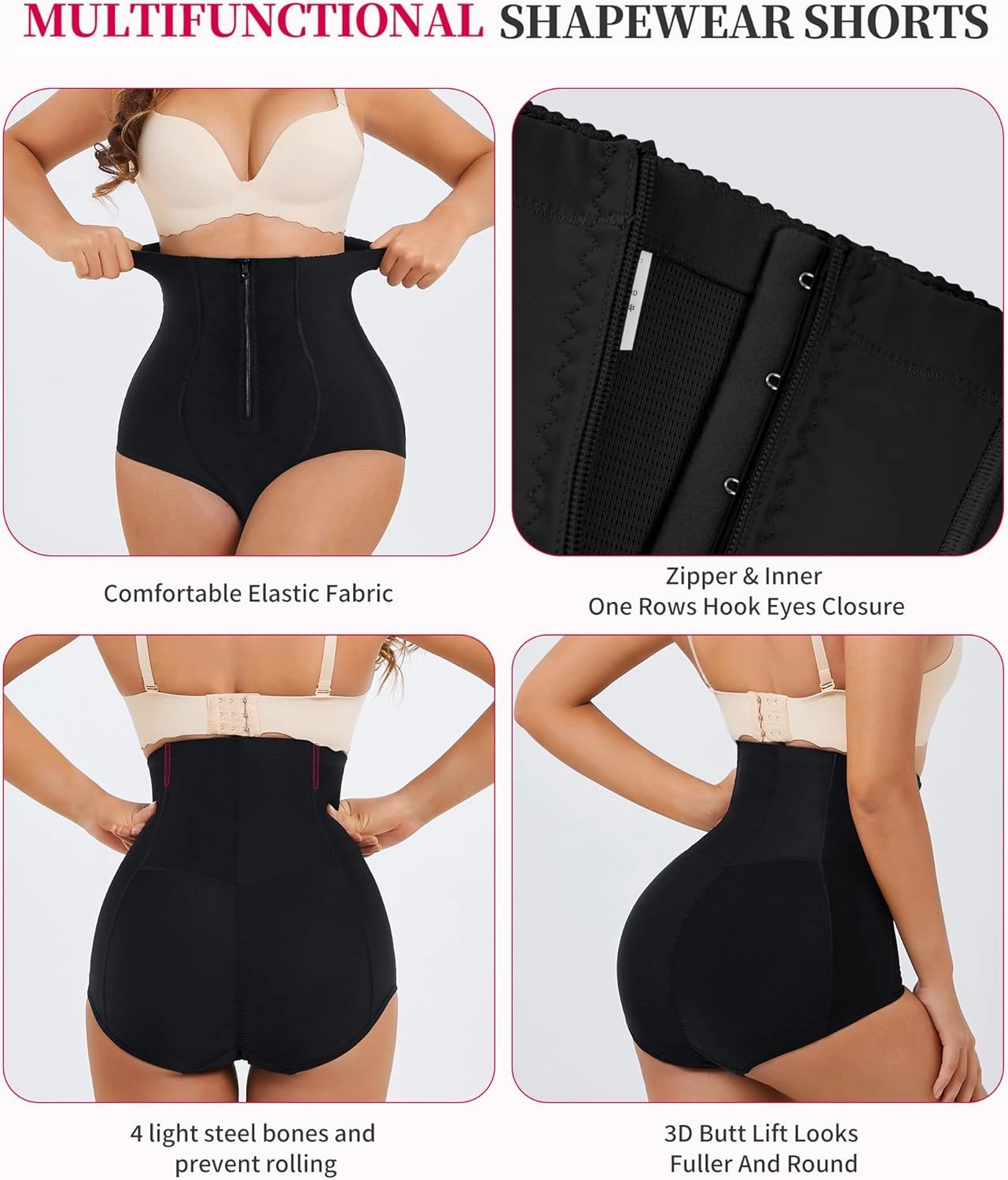 Gotoly Women Butt Lifter Shapewear Panties Waist Trainer Body Shaper Hi-Waist Tummy Control Slim Smooth Panty