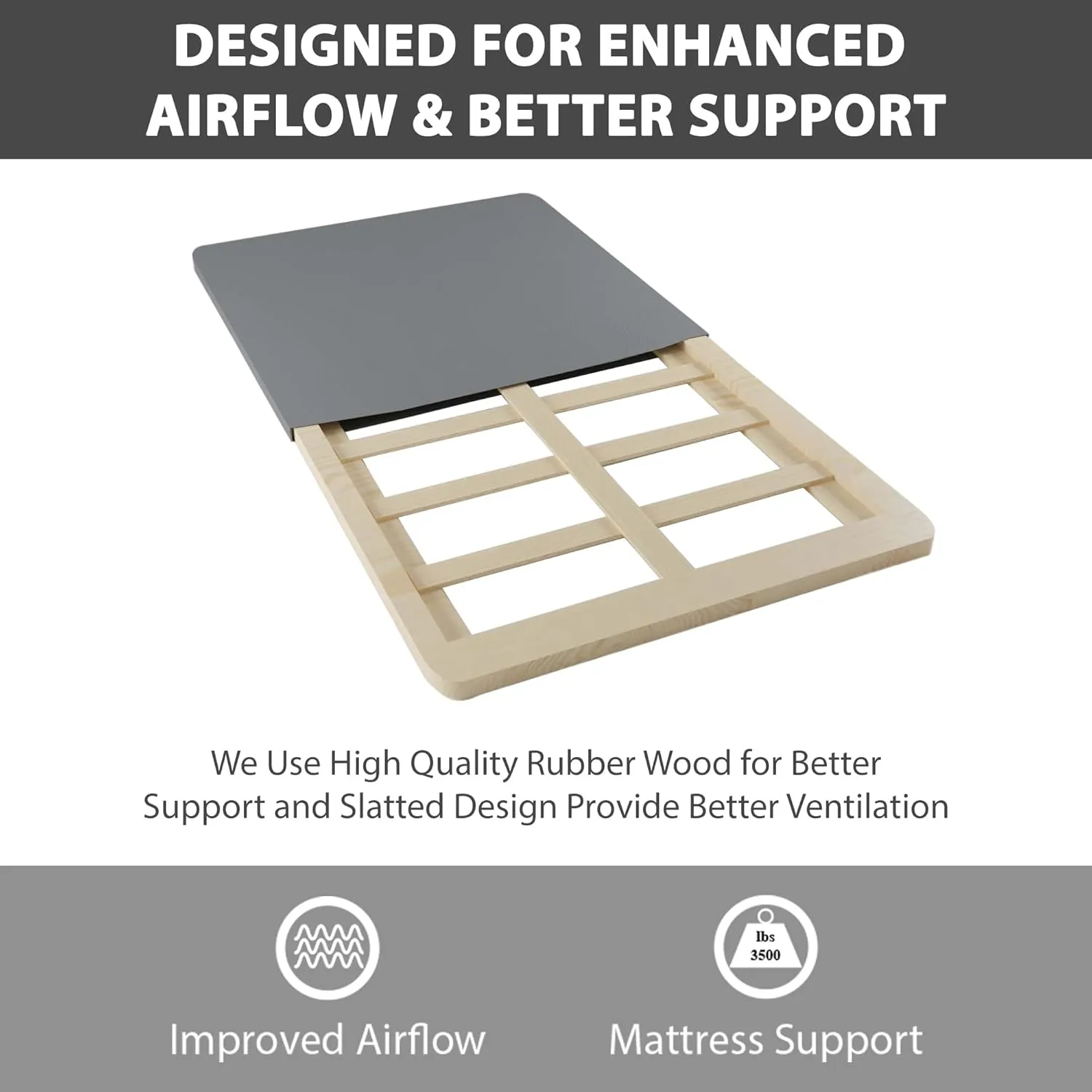 Greaton, Premium 38mm Split Wood Bunkie Board Twin Size Bed-2-Piece Under Mattress Support, Fully Assembled, Fabric Ventilation Cover-Replaces Wooden Slats or Box Spring for Bed Frames, Grey