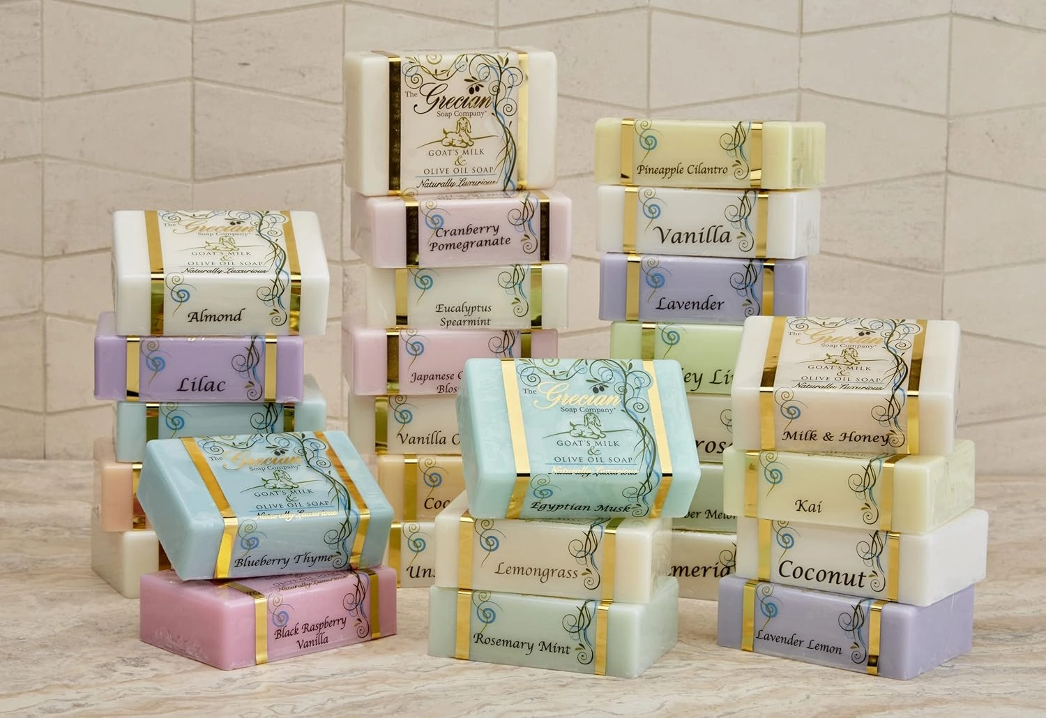 Grecian Goats Milk & Olive Oil Soap Bar 3-pack Lavender Scent: Handmade, All-Natural, Soap for Dry & Sensitive Skin, pH-Balanced, RSPO Sustainable - 4oz Bar