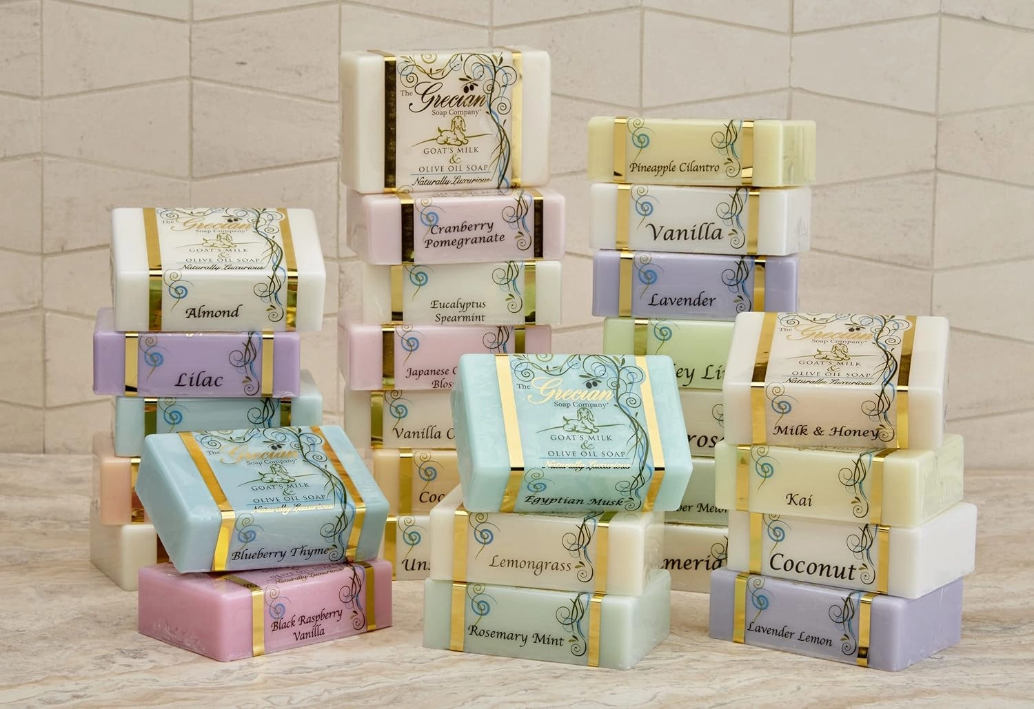 Grecian Goats Milk & Olive Oil Soap Bar 3-pack Plumeria Scent: Handmade, All-Natural, Soap for Dry & Sensitive Skin, Anti-Aging, pH-Balanced, RSPO Sustainable - 4oz Bar