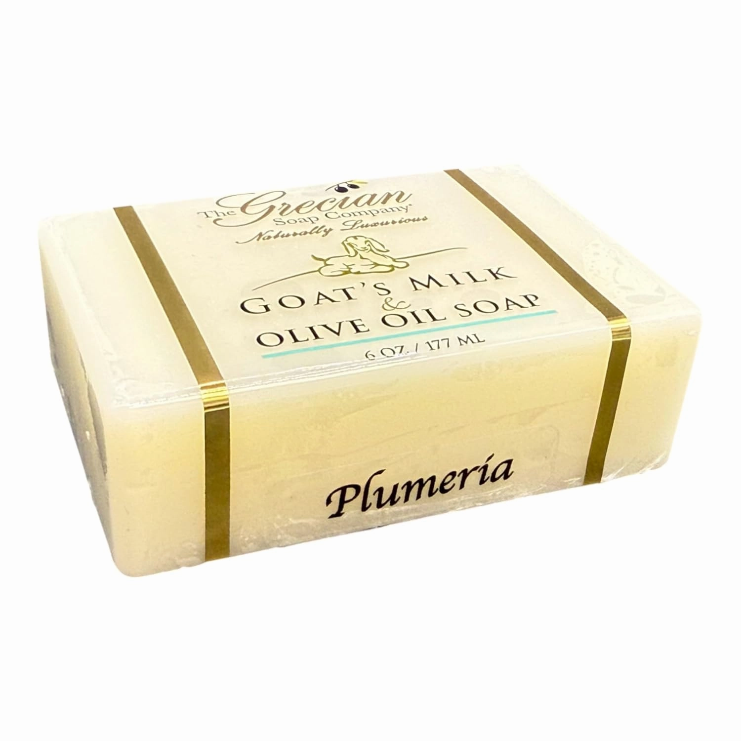 Grecian Goats Milk & Olive Oil Soap Bar 3-pack Plumeria Scent: Handmade, All-Natural, Soap for Dry & Sensitive Skin, Anti-Aging, pH-Balanced, RSPO Sustainable - 4oz Bar