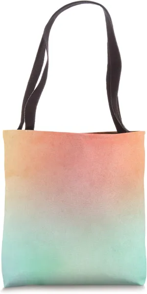Green and Orange Peach Watercolor Pastel Ombre Tote Bag
