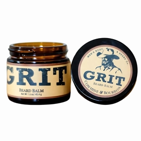 GRIT Beard Balm Cowhide & Bourbon (1.6 oz) | All Natural | Styles, Strengthens & Softens Beards & Mustaches | Moisturizes Skin | Leave in Conditioner Wax for Men