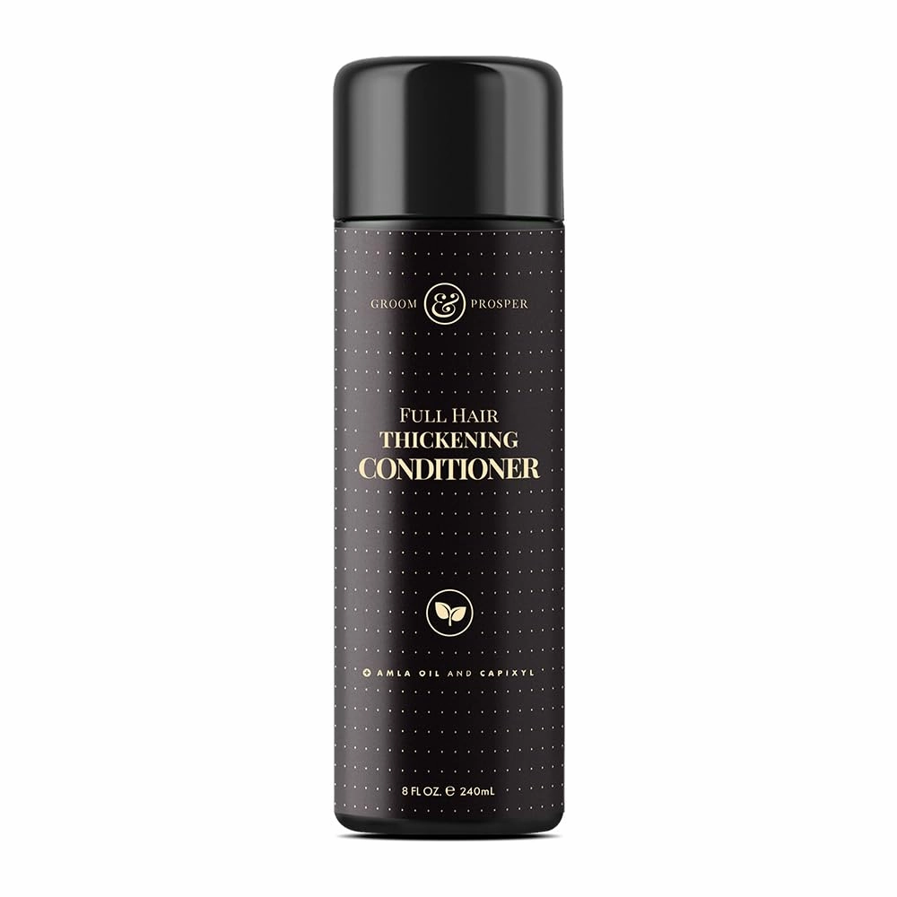 GROOM & PROSPER – Full Hair Thickening Conditioner for Men with Capixyl, Biotin, Peptides, Argan Oil, Amla Oil, Aloe vera, Green Tea Extract, and Red Clover Extract – 8oz