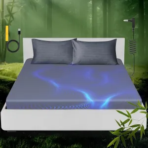 Grounding Sheet, Genuine 100% Organic Viscose Derived from Bamboo, Fitted Sheets containing 10% Silver Fiber -Healthy Sleep Therapy (Gray, (78.5 * 80 * 15inch))
