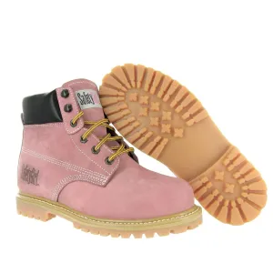 GS003-Lt Pink-5W Steel Toe Work Boots - Light Pink - 5W, English, Capacity, Volume, Leather, 5W, Pink ()