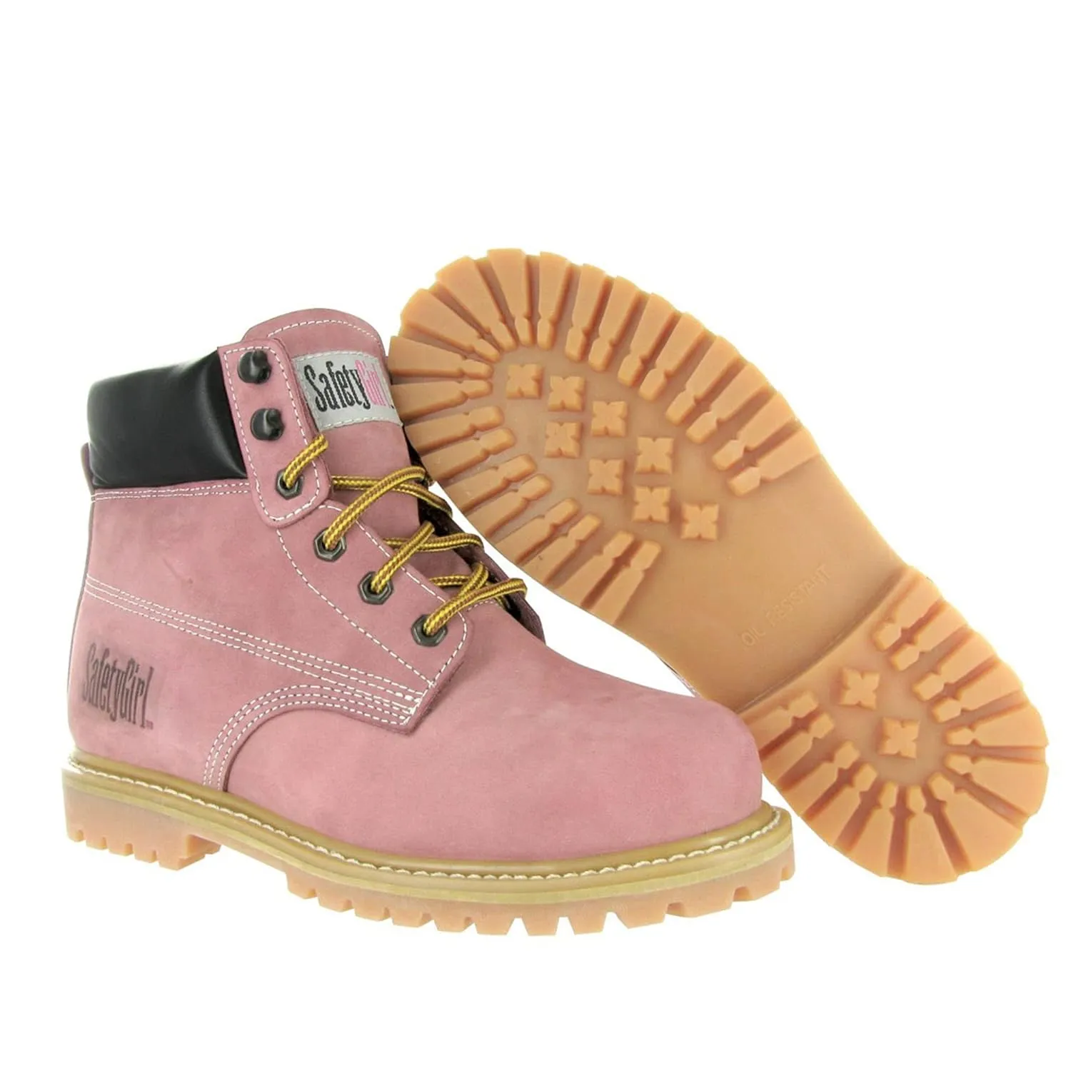 GS003-Lt Pink-5W Steel Toe Work Boots - Light Pink - 5W, English, Capacity, Volume, Leather, 5W, Pink ()