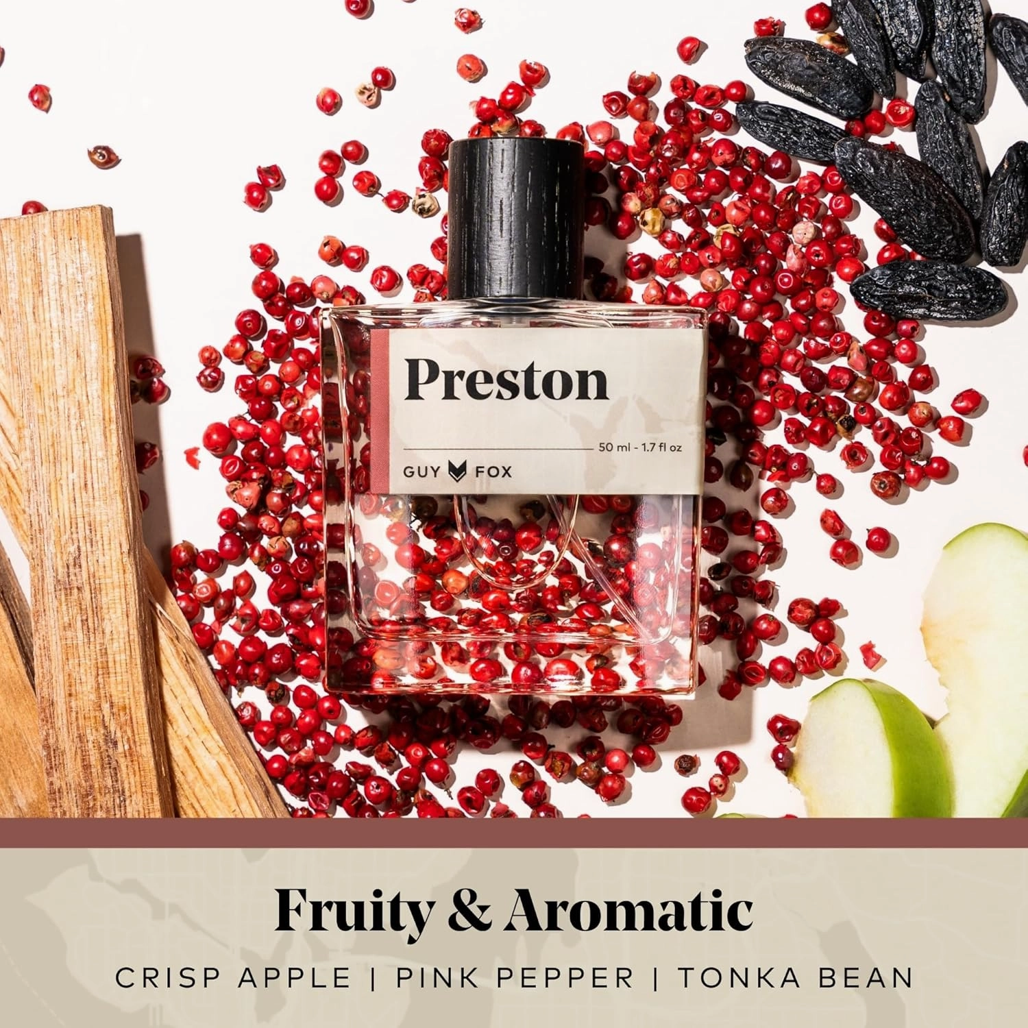 GUY FOX - Preston - Cologne For Men | Crisp Apple, Pink Pepper & Tonka Bean | Bright, Aromatic Men's Cologne | Men's Fragrance | 1.7 Fl Oz