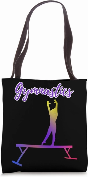 Gymnastics Balance Beam Purple Yellow Pink Ombre Tote Bag