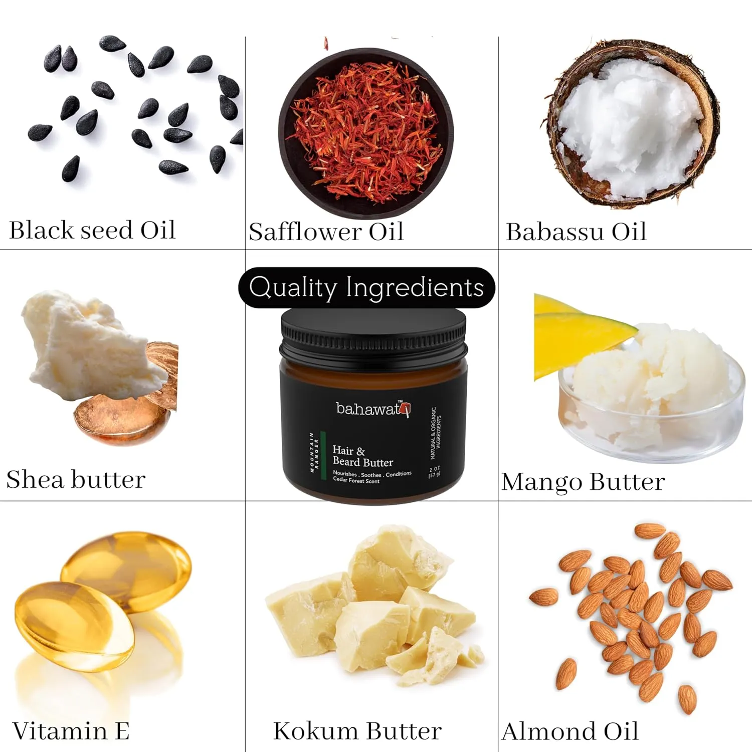 Hair & Beard Butter -Cedar Forest - Strengthen & Soften Leave in Conditioner – Natural Ingredients | The Best Beard Butter- 2oz- packaging may vary