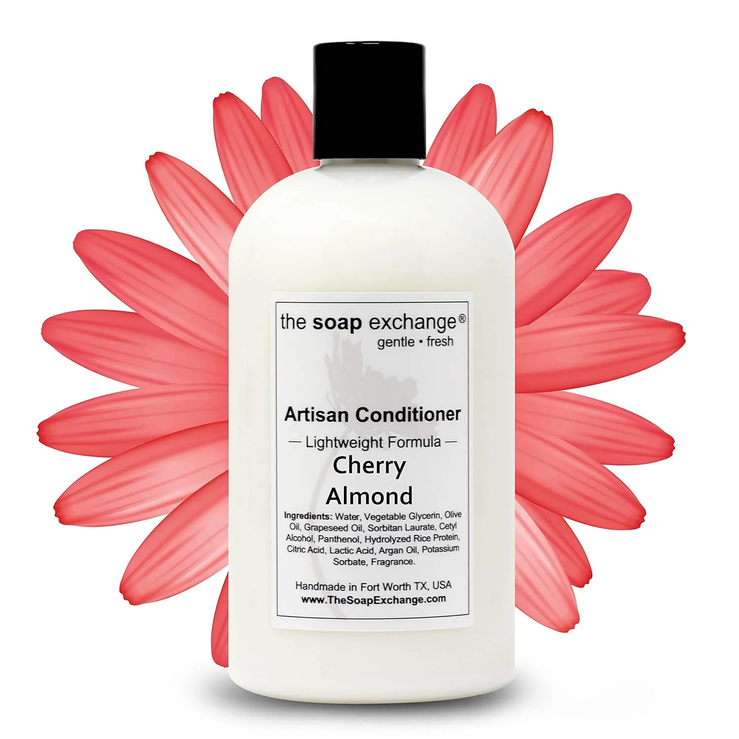 Hair Conditioner - Cherry Almond Scent - Hand Crafted 12 fl oz / 354 ml Natural Artisan Hair Care, Sulfate & Paraben Free, Nourish, Moisturize, & Protect. Made in the USA.