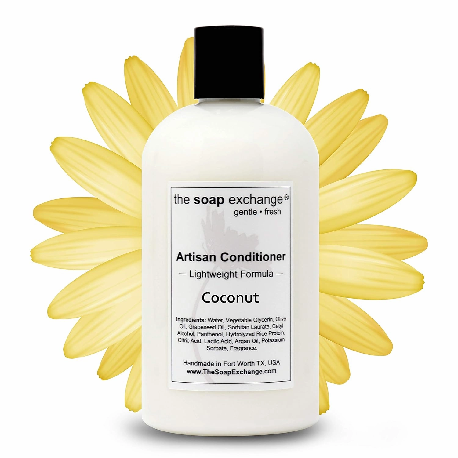 Hair Conditioner - Coconut Scent - Hand Crafted 12 fl oz / 354 ml Natural Artisan Hair Care, Sulfate & Paraben Free, Nourish, Moisturize, & Protect. Made in the USA.