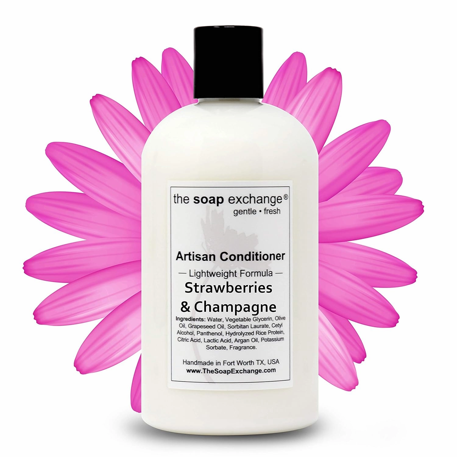 Hair Conditioner - Strawberries & Champagne Scent - Hand Crafted 12 fl oz / 354 ml Natural Artisan Hair Care, Sulfate & Paraben Free, Nourish, Moisturize, & Protect. Made in USA.