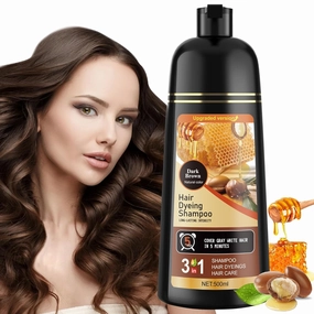 Hair Dye Shampoo 3 in 1 for Women & Men 100% Gray Hair Coverage - Herbal Ingredients Natural Plant Hair Color - Hair Dye in Minutes 500ML （Dark Brown）