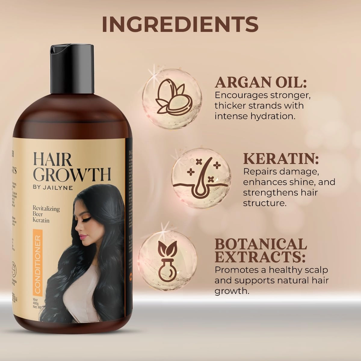 Hair Growth Conditioner by Jailyne Ojeda – Deeply Nourishing & Strengthening Formula with Biotin & Keratin – Promotes Thicker, Longer Hair – Made in USA