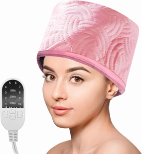 Hair Steamer Cap, Portable Hair Care Hat with 10 Mode Temperature Control, 110V Electric Heating Cap for Hair SPA Beauty Steamer Nourishing Hat Hair Thermal Treatment Cap (Pink)