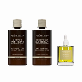 Hair Therapy Shampoo and Conditioner Duo   100% Pure Argan Oil, Complete Hair Nourishment and Repair (Shampoo, Conditioner: 10 Oz Each, Argan Oil: 2 Oz)