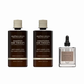 Hair Therapy Shampoo and Conditioner Duo   100% Pure Coconut Oil, Complete Hair Nourishment and Hydration, Repair and Strengthens (Shampoo, Conditioner: 10 Oz Each, Coconut Oil: 2 Oz)
