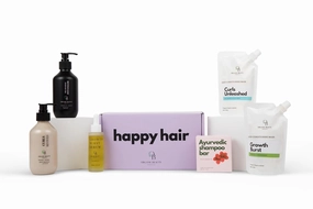 Happy Hair Box | 6 Full-Sized Washday & Styling Set | Pre Poo Leave-In Detangler   Conditioner | Shampoo Bar | 2 Deep Conditioning Hair Mask | Hair Growth Serum | Natural Hair Care Treatment set