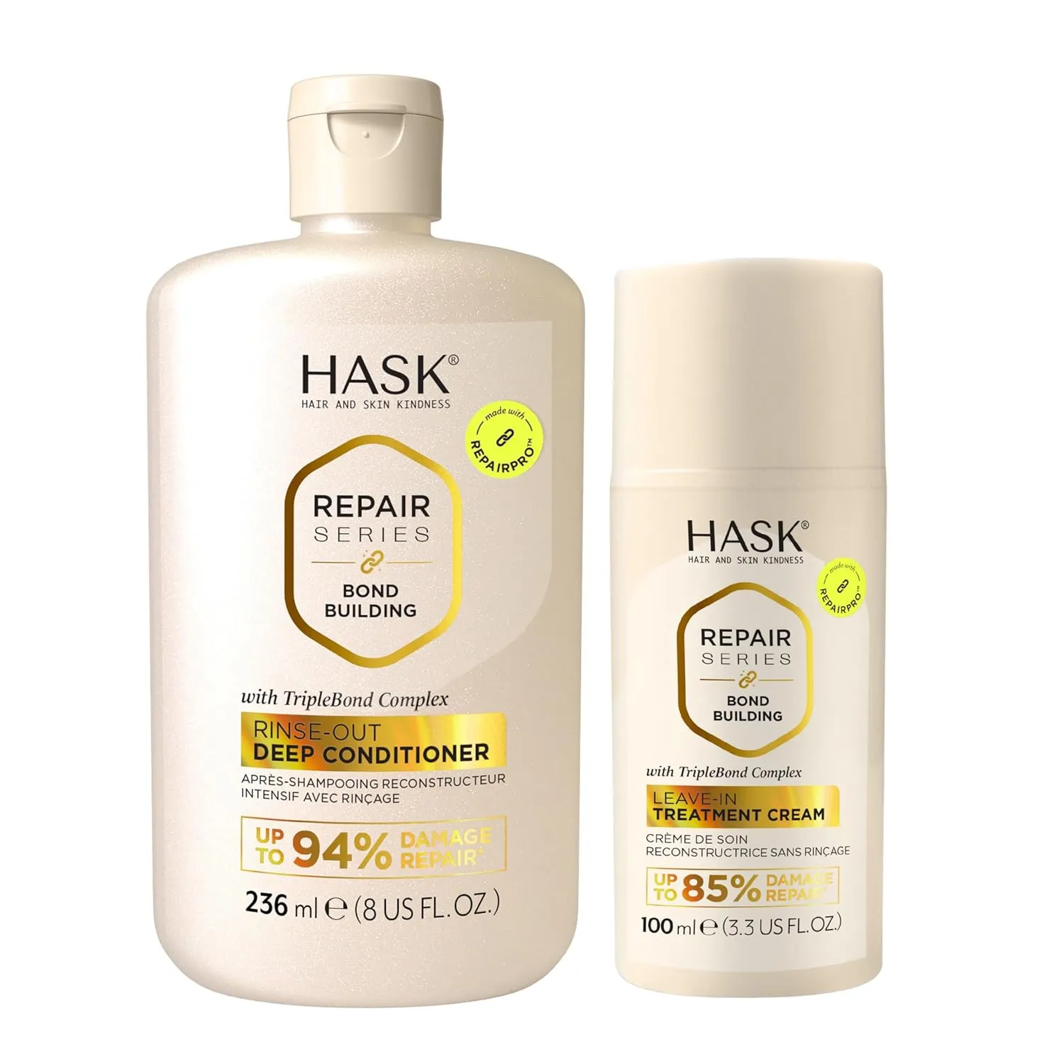 HASK Bond Building Deep Conditioner & Leave-In Treatment Cream - Repairs Damage, Strengthens, Adds Moisture & Softness, Prevents Breakage, Sulfate-Free, Cruelty-Free