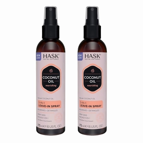 HASK Nourishing COCONUT 5-in-1 Leave In Conditioner Spray for all hair types, color safe, gluten free, sulfate free, paraben free - COCONUT 2 PIECE SET