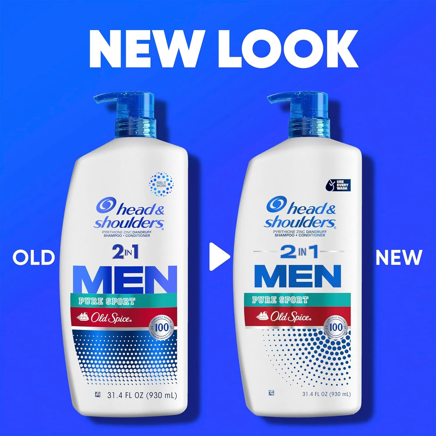 Head & Shoulders 2-in-1 Dandruff Shampoo and Conditioner Set, Clinically Proven Dandruff & Itch Relief, Lemon-Lime Scent of Old Spice Pure Sport, Nourish Scalp & Hair, 31.4 Fl Oz Each, 2 Pack