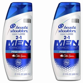 Head & Shoulders Shampoo and Conditioner 2 in 1, Anti Dandruff Treatment and Scalp Care, Old Spice Pure Sport for Men, 23.7 fl oz, Twin Pack