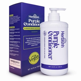 Herbishh Purple Conditioner, Brass Neutralizing Conditioner for Blonde, Silver, & Highlighted Hair, Deep Moisture & Hydration with Jasmine & Avocado, Color-Safe, Vegan & Silicone-Free, 16.9 fl. Oz