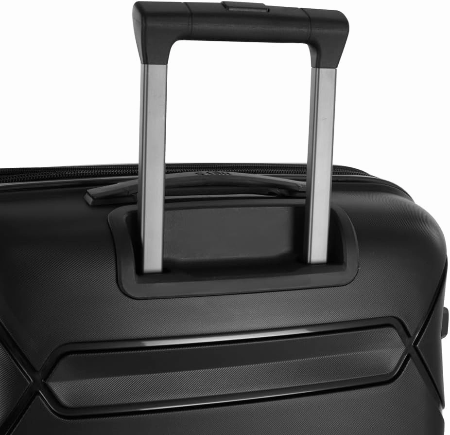 Heys Milos Durable and lightweight luggage, made with Duraflex impact-resistant material, TSA Combination Lock, Dual Spinner Wheels, and Expandable, Black, 26-Inch, Medium Check-In