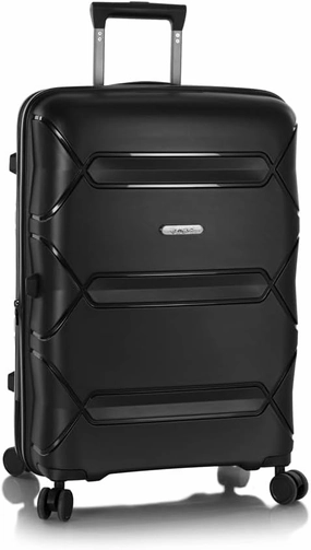 Heys Milos Durable and lightweight luggage, made with Duraflex impact-resistant material, TSA Combination Lock, Dual Spinner Wheels, and Expandable, Black, 26-Inch, Medium Check-In